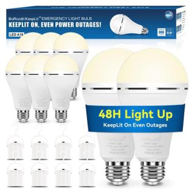 Imagem de Lâmpadas recarregáveis de emergência BORCCdit KeepLit, pacote com 8