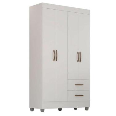 Imagem de Guarda-roupa Solteiro Grande 4 Portas 2 Gavetas E 4 Prateleiras Lisa Mdp Branco