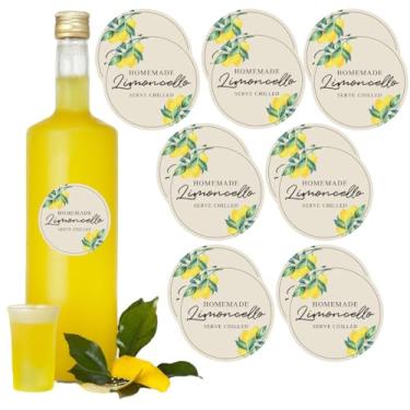 Imagem de Etiquetas Limoncello - 14 adesivos redondos de limoncello de 5 cm para garrafas de limoncello caseiras 113 g, 227 g, 340 g, 453 g (círculo redondo)