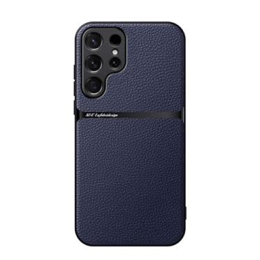 Imagem de HJZSZX Para Samsung M34 5G Suporte magnético para carro Capa de couro à prova de choque para telefone (para Samsung M34 5G/azul escuro)