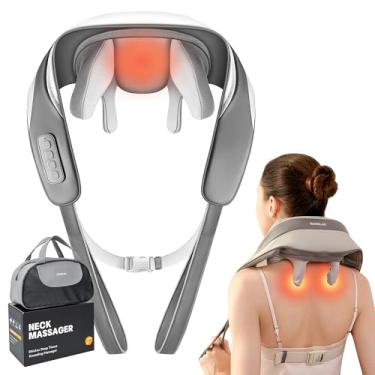 Imagem de Massageador de pescoço para alívio da dor nos tecidos profundos, massageador shiatsu de pescoço e costas com calor, almofada de massagem elétrica para alívio da dor muscular no ombro, perna, corpo