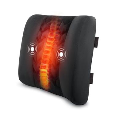 Imagem de CILI Almofada de apoio lombar aquecida para cadeira de escritório, almofada de suporte vibratório para as costas, massageador de costas com calor, massageador de cadeira, travesseiro de encosto para