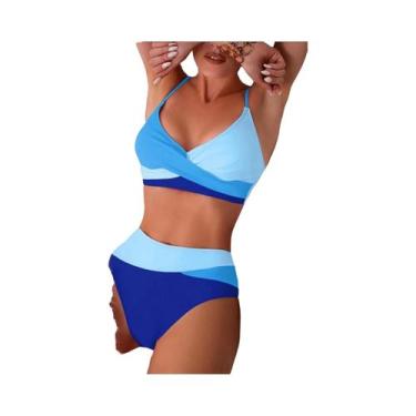 Imagem de Biquíni Feminino Sexy De Duas Peças Com Costas Nuas, Patchwork, Push-u