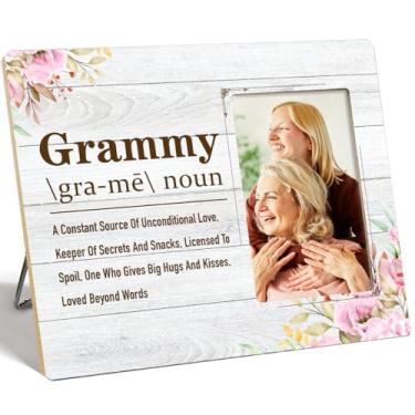 Imagem de OTINGQD Porta-retrato para avó, presentes para avó de netos, presente de Natal, aniversário e dia das mães para avó, porta-retrato de madeira com definição de Grammy