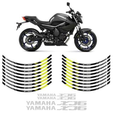 Imagem de Kit Adesivos Rodas Moto Yamaha Xj6 Preto/amarelo Refletivo - SPORTINOX