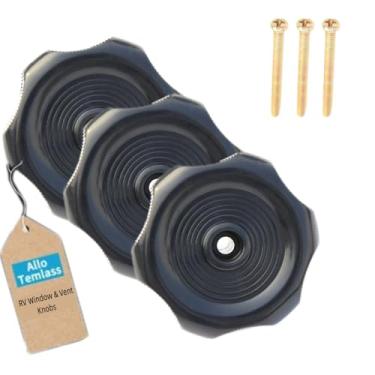 Imagem de AlloTemlass Pacote com 3 maçanetas para janela e ventilação RV | Eixo de 1" (2,5 cm), plástico ABS 2-1/4" (5,7 cm) | Substituição de ajuste universal para janelas de trailer, travas de reboque