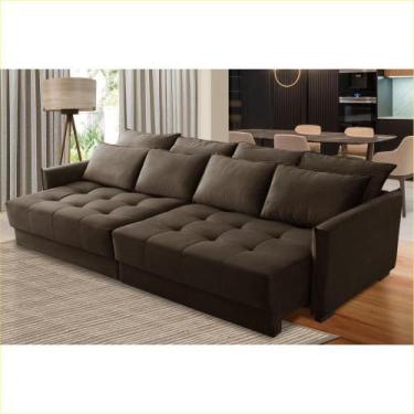 Imagem de Sofá Cama Retrátil e Reclinável 2,50m com Molas Catarina Veludo Marrom