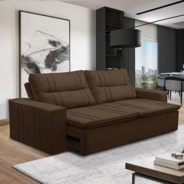 Imagem de Sofá Retrátil e Reclinável 2 lugares com Molas 1,50m Elisa Suede Marro