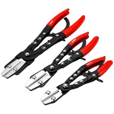 Imagem de DASBET Conjunto de 3 alicates para mangueira | Conjunto de alicates de catraca de travamento automático de 20 cm 25 cm para linhas de refrigeração, radiador, combustível e refrigeração