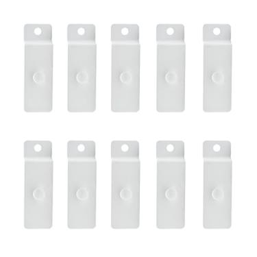Imagem de Yuqim 10 peças de ganchos utilitários de metal Slatwall para exibição de imagem notch ganchos de pendurar para quadro de quadro de fotos painel de ripas (branco)