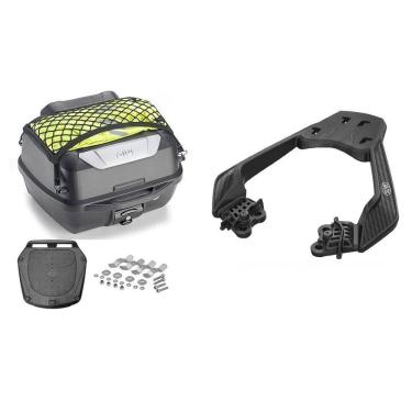 Imagem de Kit Baú 43L Monolock Adventure Givi E43nbr + Bagageiro Moto Cb300f Twister 2023 2024 Spto753 Scam
