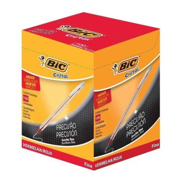 Imagem de Caneta esfer Cristal fina vermelha cx c/ 100 unid Bic