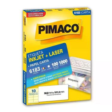 Imagem de Etiqueta inkjet/laser carta 6183 com 100 folhas Pimaco