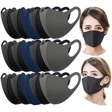 Imagem de ToBeInStyle Máscaras faciais protetoras reutilizáveis laváveis com 2 camadas - preto, cinza, azul marinho - 15 peças
