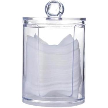 Imagem de Pote Organizador com Tampa para Discos de Algodão e Hastes Flexíveis, Porta Cotonete em Acrílico 11cm