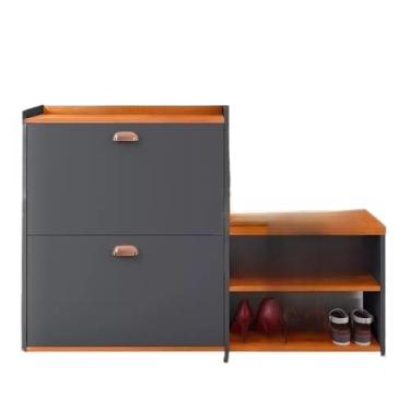 Imagem de Sapateira Multiuso Organizador Calçados Hall Entrada Closet Banquinho 21 Pares Sapato Organizadora(Milano Cinza)