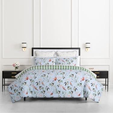 Imagem de Kate Spade New York Conjunto de edredom casal/Queen Bird Garden, 300 fios, capa reversível, para todas as estações, lavável na máquina, floral multicolorido