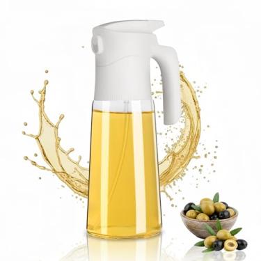 Imagem de Um frasco de spray de azeite de oliva de vidro de 300 ml, com spray contínuo e controle de dosagem preciso, é uma ferramenta prática para a cozinha e fritadeira a ar, adequada para saladas, frituras e