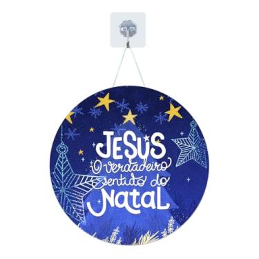 Imagem de Placa Enfeite Porta Guirlanda Decorativa MDF Adesivado Natal Papai Noel Presépio 25cm (GP-NAT0005)
