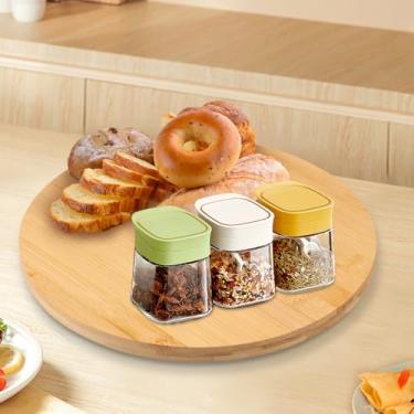 Imagem de Organizador Susan preguiçoso de bambu de 30 cm, giratório de 360°, suporte giratório de condimentos e especiarias, para organização de mesa de despensa de armário