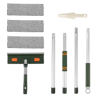 Imagem de Rodo para limpeza de janelas, conjunto de esfregão de rodo e microfibra com mastro de plástico, limpador de janela giratório e flexível para carro, porta deslizante, porta de vidro de chuveiro, estilo