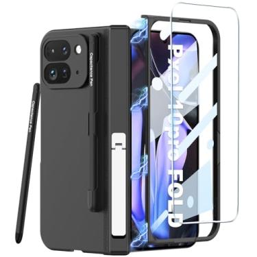 Imagem de Capa dobrável para Google Pixel 10 Pro com suporte para caneta S e caneta Stylus (preta)