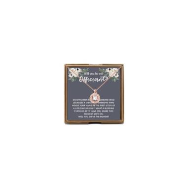 Imagem de OKEYCH Best Friend Bestie Gift Will You Be Our Officiant Necklace Wedding Officiant Proposal Jewelry Bridal Party Gift, Metal, Liga metálica.