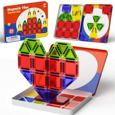 Imagem de Brinquedos de viagem Magnetic Tiles JSDKFJSA com estojo de armazenamen