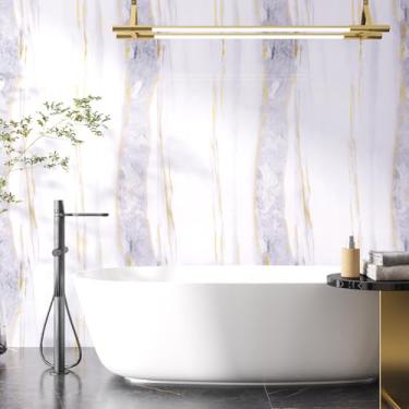 Imagem de VaryStyle Papel de contato de mármore branco luxuoso para bancadas à prova d'água papel de parede de mármore ouro branco descasque e cole papel de contato removível de granito para mesa de armário de