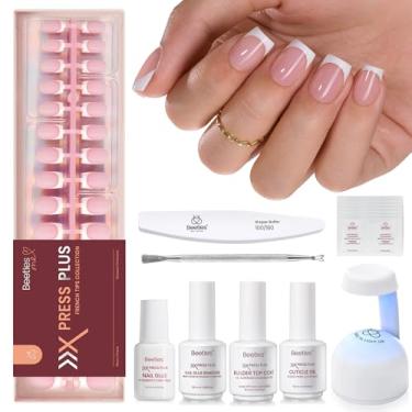 Imagem de beetles Gel Polish Kit De Unhas Em X Press Kit, Ponta Francesa Quadrada Curta Com 150 Pontas, Cola E Removedor, Top Coat, Mini Lâmpada, Presente Faça Você Mesmo, Tudo Um, Para Mulheres