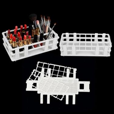 Imagem de Pacote com 2 24 suportes de batons multifuncionais para cosméticos, artigos de papelaria, estojo organizador de moldura de montagem, para batons, pincel de maquiagem, pincel, suporte de tubo de ensaio
