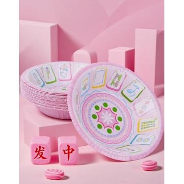 Imagem de KARAQY Decorações de festa de Mahjong, 24 peças de tigelas descartáveis de Mahjong para festa de aniversário e festa