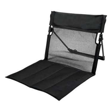 Imagem de simhoa Cadeira de acampamento com encosto, assento de chão, assento de acampamento leve e dobrável para viagens rodoviárias, mochilão, pesca e no, Preto