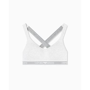 Imagem de Emporio Armani Sutiã sutiã acolchoado com logotipo icônico feminino, Cinza mesclado quente, M