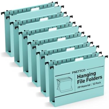 Imagem de Pastas de arquivo de plástico com capacidade extra, pacote com 12 pastas suspensas reforçadas, expansão de 5 cm, tamanho carta para arquivos em massa/gráficos médicos (azul claro)