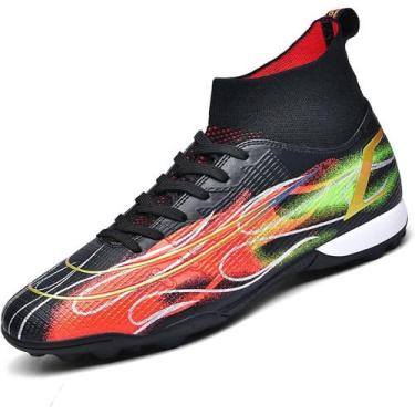 Imagem de Tênis de futebol masculinos de futebol com pontas longas, couro e borr