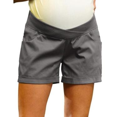 Imagem de Shorts de maternidade Maacie Low-Rise Elástico Cinza Escuro