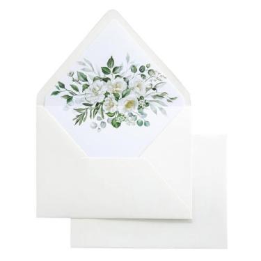 Imagem de Envelope PONATIA A7 Euro Flap Ivory com forro de flores 50 unidades