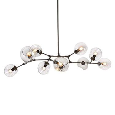 Imagem de Lustre Sputnik moderno, lustre de metal com gradiente, luminária pendente de meados do século, luminária de teto dourada, compatível com corredor, bar, cozinha, sala de jantar (fumaça)