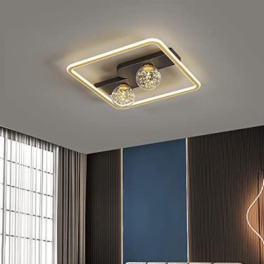 Imagem de Ayuxian Sala de estar Quarto Luz de teto com escurecimento Luminária de teto para corredor Criatividade Anel em forma de retângulo Sílica Gel Lustre de ferro forjado com escurecimento remoto