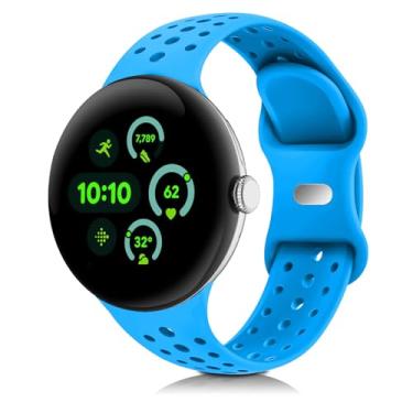 Imagem de HAYONLIY Pulseiras esportivas compatíveis com Google Pixel Watch 4/3/2/1 41 mm e 45 mm, pulseira respirável de substituição de silicone macio para mulheres e homens
