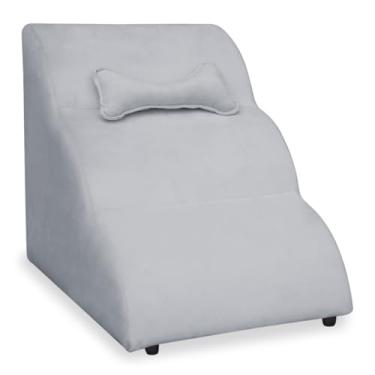 Imagem de Escadinha Nuvem PET Cachorro Gato Veludo Pet, Rampa para Cães e Gatos Subir na Cama Conforto (Cinza)