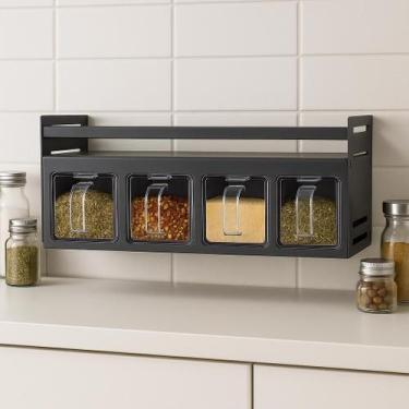 Imagem de Prateleira de Temperos Inox para Parede 36 cm Organizador de Cozinha R