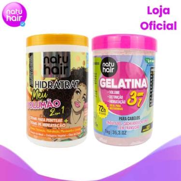 Imagem de Kit Creme Para Pentear 2 em 1 Meu Volumão + Gelatina 2 em 1 - Natuhair