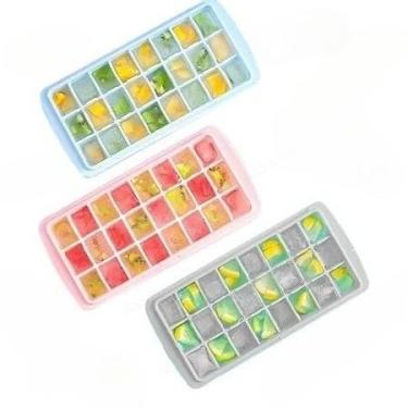 Imagem de Forma De Gelo Silicone Com Tampa 24 Cubos Flexível Livre de BPA 25cm x 10cm(2)