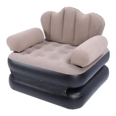 Imagem de Ymiko Cama de sofá Inflável para Casa, Viagens e Acampamento Espessado Em Pvc Blow Up sofá Colchão, de Ar Extra Grande e Confortável Com Design de Tom de café