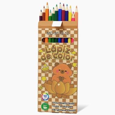 Imagem de Lápis de Cor Escolar Infantil Caixa com 12 Cores Capivara - Capilovers