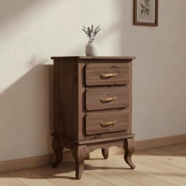 Imagem de Cômoda Rústica Pequena Retro 3 Gavetas Pés Luís Xv Imbuia