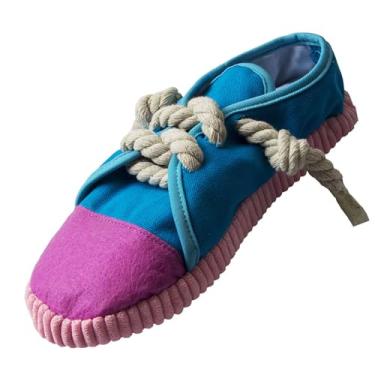 Imagem de Generic Brinquedo de Sapato para Animais de Estimação Durável Sapatos de Lona para Animais de Estimação Mastigar Som para Aliviar o Tédio Simulado Brinquedo de Moagem para Cães e Gatos (Azul)