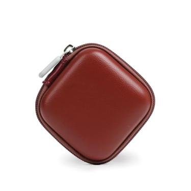 Imagem de MOLOVA Couro PU durável + capa rígida de EVA e bolsos de malha, capa de fone de ouvido e bolsa organizadora de cabos - armazenamento protetor para AirPods, fones de ouvido e fios sem fio, vermelho